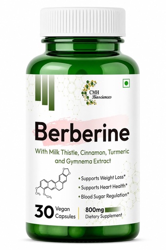 [BRSRAHA3AV7GOCTF] Berberine with Milk Thistle, Cinnamon, Turmeric, and Gymnema Extract | Metabolic Health and Liver Support | 30 Vegan Capsules
