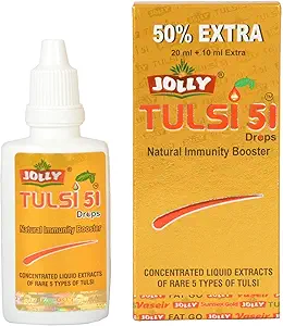 [BRSWGBQRABYB4GYU] Jolly Tulsi 51 Drops 21 ML 0.71 fl. oz | Concentrated Liquid Extracts of 5 Types of Rare Tulasi Holy Basil for Refreshing Tulsi Tea
