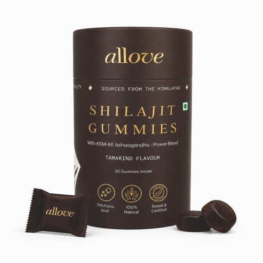 [BRSRYFQNBUCQAEY2] Allove Shilajit Gummies with KSM-66 Ashwagandha| 30 Gummies | Tamarind