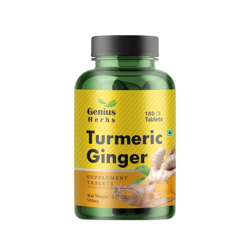 [BRSROCQQO4CA42DJ] Turmeric Ginger Tablets 1000mg Per Serving – 180 Veg Tablets | Ayurvedic Herbal Supplement for Digestion, Antioxidant & Immune Support | Natural Curcumin & Ginger Formula