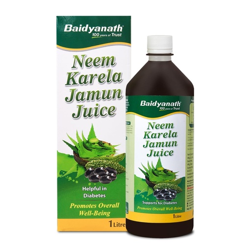 [BRSREZAECV4GOCDU] Baidyanath Ayurved Neem Karela Jamun Juice -1000ml | Natural Remedy for Blood Sugar Management & Reduces Bad Cholesterol | Best For Digestive Health, Diabetic Care, Skin Care & Natural Detox | No Added Sugar
