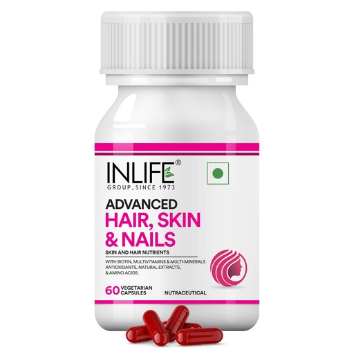 [BRSWYYLQPMFQOYI6] INLIFE Advanced Hair Skin Nails Supplement, Biotin Minerals, 60 Veg Caps
