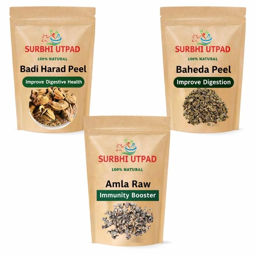 [BRSREHD5BV6QG333] Triphala Raw 300 grams (Ratio 1:1:1) Whole - Harad, Baheda, Amla | 100% Pure and Natural, No Preservatives