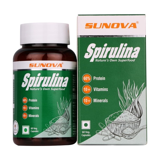 [BRSRM2Y2CIPAODI4] SUNOVA Organic Spirulina Capsules – Nature’s Own Superfood and Nutritional Supplement ,Spirulina for Full Body Support – 60 Capsules