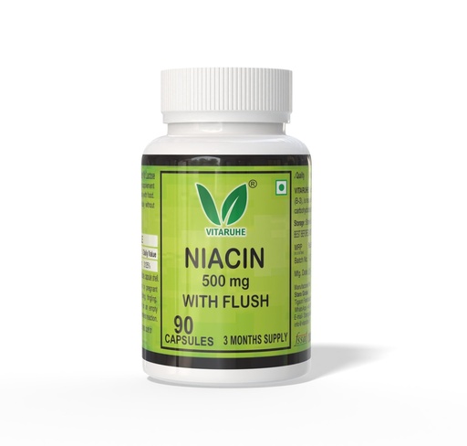 [BRSW2HYOAQMQIELP] VITARUHE® Vitamin B3 Niacin (Nicotinic Acid) 90 Capsules - with Flush, Non-GMO, Gluten Free