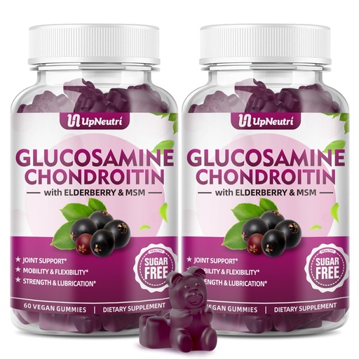 [BRSROFAOBUJRECTB] GGlucosamine Chondroitin Gummies Sugar Free, Extra Strength 1500mg Glucosamine with Chondroitin MSM & Turmeric, Joint Support Supplement for Men & Women Joint Health (120 Count (Pack of 2))