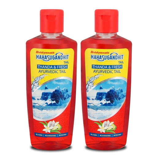 [BRSREAQKBABWOYA7] Baidyanath Ayurved Mahasugandhit Tail - 500 ML | Ayurved Oil | Helps To Calms The Mind, Induces Deep Relaxation | For Natural Sleep, Relieves Stress, Anxiety, Tension And Headache (Pack of 2)