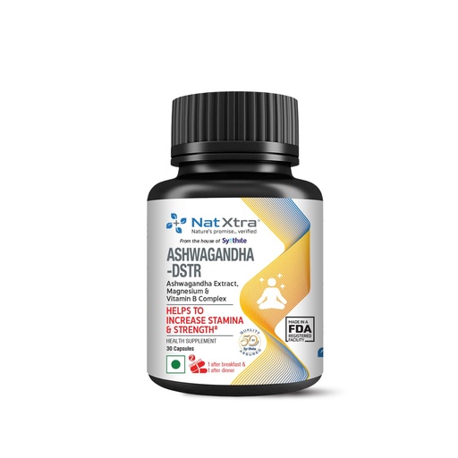 [BRSRABIHBMNRQ3Y6] Natxtra Ashwagandha-DSTR | Stress Relief & Stamina Booster | Withanolides, Magnesium, & B Vitamins | Improves Strength, Reduces Stress, Promotes Mental Well-being | 30 Vegetarian Capsules