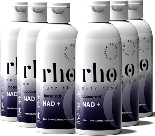 [BRSROCY3OANQY3DU] Rho Nutrition Liposomal NAD + - Flydende supplement designet til at hjælpe støtte Absorption - Aktiv form af NAD + Hjælper med at understøtte normal cellesundhed, sund aldring, energimetabolisme og vitalitet - 6 Pack