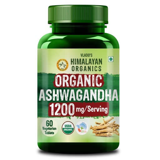 [BRSREAQPBAHQ43TL] Vlado's Himalayan Organics Organic Ashwagandha 1200mg Tablets | Stress & Anxiety Relief Tablets | Ashwagandha Powder tablet 1000 mg | Rejuvenates Mind & Body General Wellness, Boost Energy ,Strength Stamina & phycial powder - Performance Booster - 60 Tablets