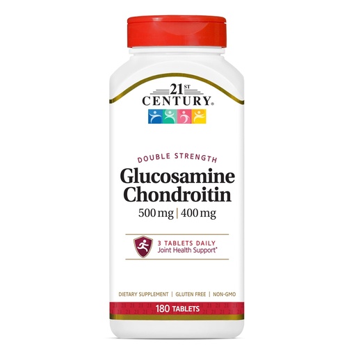 [BRSWIYQICAAWKD3E] 21st Century Glucosamine Chondroitin 500/400mg - Double Strength Tablets, 180 Count