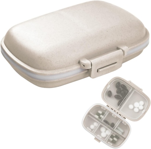 [BRSRMHQTBZYBUGTL] 1Pack Travel pilulky Organizátor, 8 Compartments Prenosné pilulky Prípad, Malá pilulka pre vreckové Purse Prenosná medicína Vitamín Kontajner Béžová