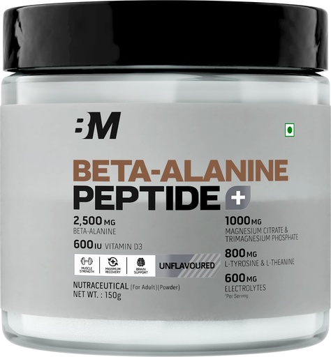 [BRSRGAT7B5YGCCDX] Bigmuscles Nutrition Beta-Alanine + Peptides [150g, Unflavoured] | Beta Alanine Powder with Superior Grade Magnesium, Electrolytes, Tyrosine & Vitamin D3