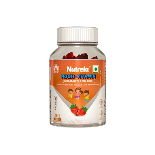 [BRSROBQTCMOQMEYV] Nutrela Kids Multivitamin Gummies | Strawberry Flavour | Supports Immunity, Bone Health & Energy | 30 Gummies | For Age 5+ | No Gelatin, No Artificial Colors.