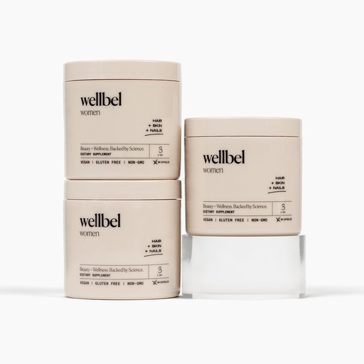 [BRSRMBQTCUJQ42TB] WELLBEL Women Clean Supplement for Hair, Skin, and Nails, Vegan, Gluten Free and Non GMO 90 Count (3 Pack)