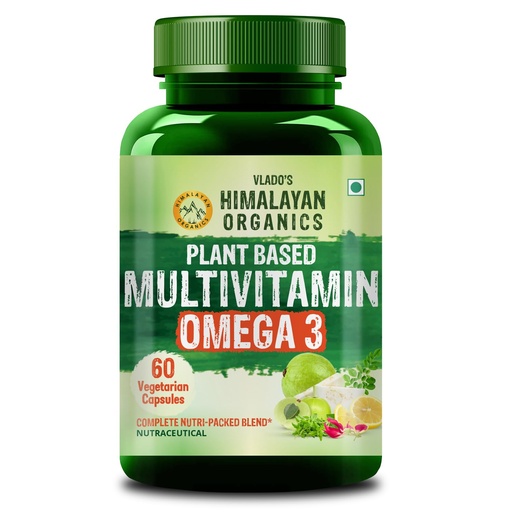 [BRSROAYEOUCAEH36] Vlado’s Himalayan Organics Omega-3 Capsules with plant based Multivitamin with Vitamin B1,B2,B3,B5,B6,B7,B9,B12, C, D3, E, K2, Chromium, Magnesium, Zinc, EPA & DHA - 60 veg capsules