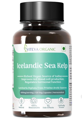 [BRSW22QZAQMQG337] Sea Kelp Capsules 600mg 120 Veg Capsules - Icelandic Laminaria Digitata Thyroid Supplement - Natural Antioxidant for Metabolism & Hormone Balance- Sea Kelp Supplement for Iodine Support