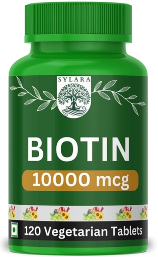 [BRSRE2YEPMORGH37] SYLARA Biotin 10000mcg - 120 Tablets Capsules Supplement - 10000 mcg Biotin Tablets for Hair Growth