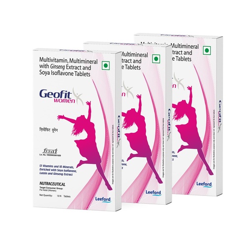 [BRSRGZYTOIAW2HTU] Geofit Multivitamin Tablets for Women, Pack of 3 (Each 10 Tablets)