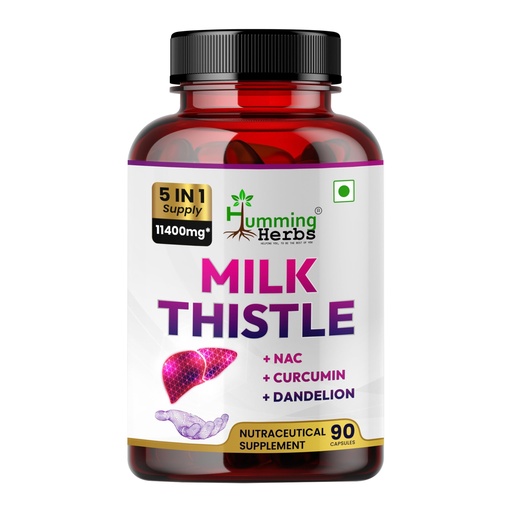 [BRSROYYFOIJQGA37] Humming Herbs Milk Thistle supplement 1140mg Liver Support Formula with NAC, Curcumin, Dandelion and Black Pepper - 90 Veg Capsules, Bioavailable Detox Supplement
