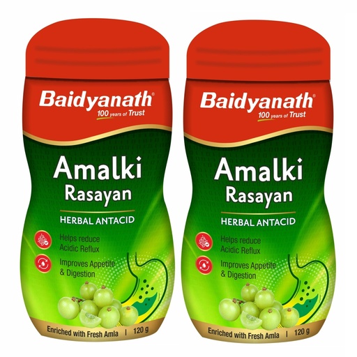 [BRSW2GA6C4HRM3T7] Baidyanath Ayurved Amalki Rasayan 120g - Herbal Antacid | Helps in reducing Acidic Reflux and balances Acid Secretions |Improves Appetite and Digestion | (Pack of 2)