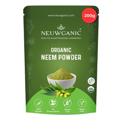 [BRSROFALC4PWECIZ] Organic Neem Leaf Powder - Neem Powder for Face Pack, Eating, Hair & Skin Care - 200 Gm - Pack of 1