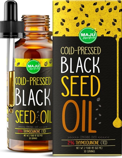 [BRSROZQEOZ4A2HQ3] Maju Superfoods Black Seed Oil - 3 Times TQ, Cold-Presed, Tamaño del viaje, 100% Turco Negro Cumin Seed Oil, Liquid Pure Blackseed, Glass Bottle, 2 Oz
