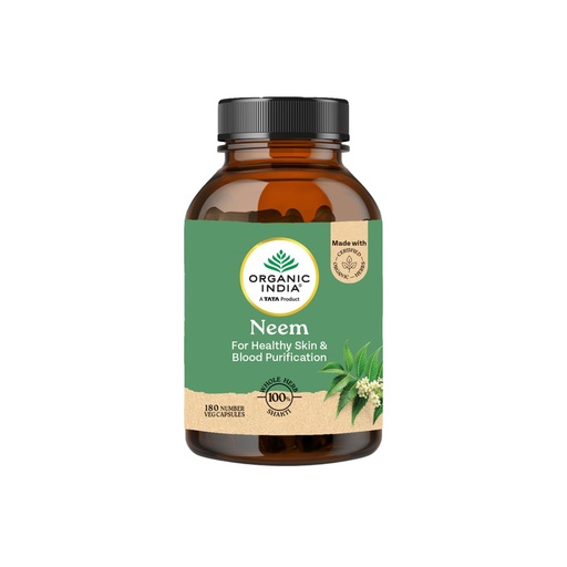 [BRSWYYY3CQNAYC3A] A TATA Product - Organic India Neem Blood Purifier - 180 Veg Capsules, Natural Blood Purifier, Plant-Based Anti-Bacterial, Anti-Viral, With Immunity Boosting Properties, GMP & NPOP Certified Organic