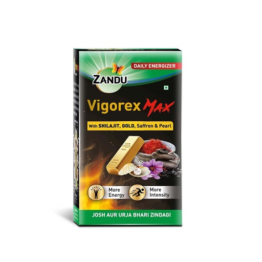 [BRSRMEAEOQBQYFI6] Zandu Vigorex MAX, 20 Capsules, Enriched With Shilajit, Gold, Saffron, Pearl And Ashwagandha For Intensity And Energy