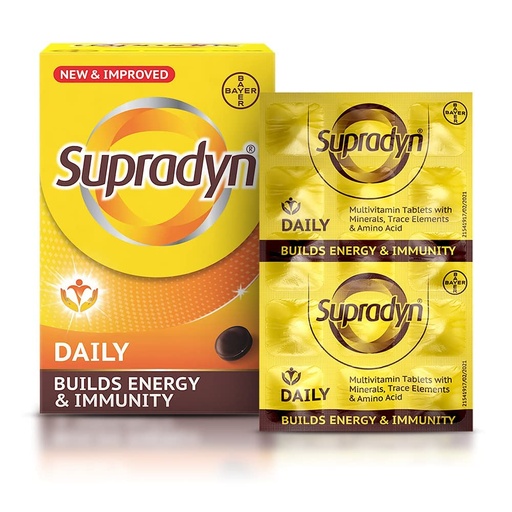 [BRSW2233OFYAGYLL] Supradyn Daily Multivitamin Tablets with Essential Zinc, 12 Vitamins, 5 Trace Elements for Daily Immunity & Energy for Men & Women, 180 Tablets