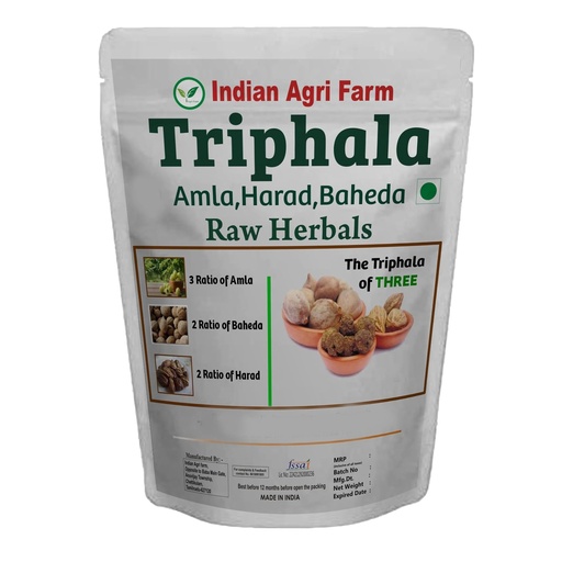 [BRSRAHD7O57GGF3D] Iagrifarm Triphala Raw - 600 grams, Dry Amla (300g), Baheda (200g), Harad (100g), Ratio 3:2:1