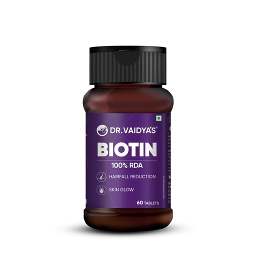 [BRSREAINCF6GKCDK] Dr. Vaidya’s Biotin Tablets for Hair Growth | Ayurvedic Hair Vitamins with Amla, Bhringraj & Bamboo Shoot | Natural Biotin Supplements for Hair Regrowth, Thinning Hair, Skin Glow & Stronger Nails (60 Tablets per Pack) Pack of 1