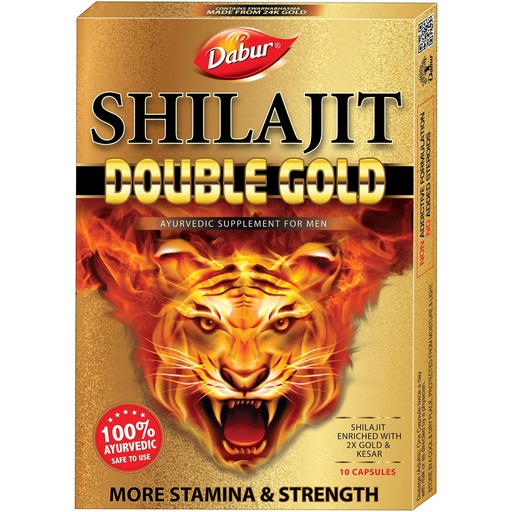 [BRSWGEACAQPQIF35] DABUR Shilajit Double Gold-10 Capsules|2X Stamina&Strength|100% Ayurvedic Capsules For More Strength,Power,Energy&Stamina|Helps In Countering Weakness|Premium Vitality Ayurvedic Supplement|For Men