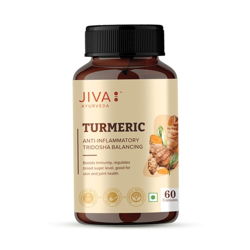 [BRSW2YYDOYPGKDTV] Jiva Turmeric Capsules | 100% Ayurvedic formulation Made Of Haldi & Amla | Boosts Immunity & Promotes Healthy Skin | Regulates Blood Sugar Levels & Controls Diabetes- 60 Capsules (Pack Of 1)