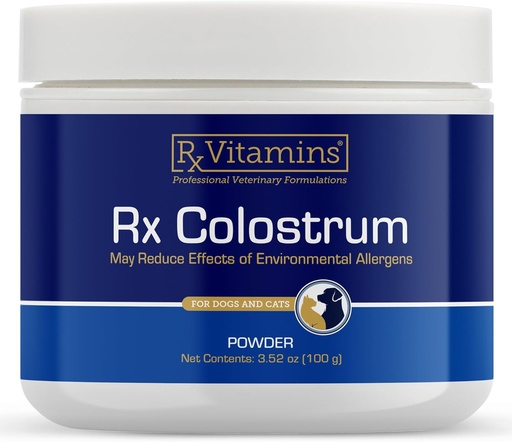 [BRSRAGQTCEIGACDK] Rx Vitamins Colostrum for Dogs & Cats - Whole Bovine Colostrum Powder - Cat & Dog Supplement Ideal Immune Support, Promotes Digestive Health & Allergy Support - 3.52 oz (100g)
