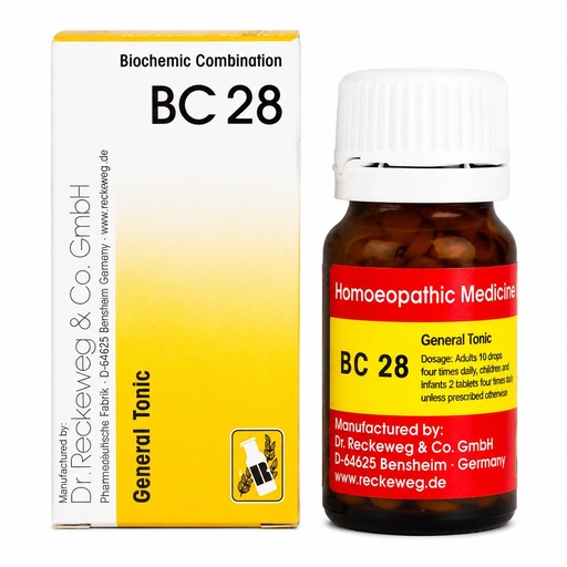 [BRSRA2Q5CQOWC3LB] BC 28 Biochemic Combination General Tonic Tablets 20g Pack of 1 | Homeopathic Supplement for Energy, Weakness, Vitality, Stamina, Immunity & Daily Wellness Support for Adults and Children