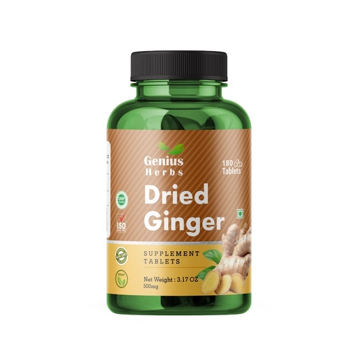 [BRSW2C3QBECAEETA] Dried Ginger Tablets/Capsules 500mg – 180 Veg Tablets | Ayurvedic Herbal Supplement for Digestion, Immunity & Gut Health | Natural Ginger Extract Formula | Vegan, Non-GMO