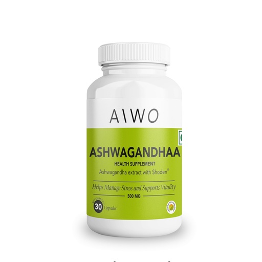 [BRSWGBQPOZ7BA232] AIWO Ashwagandha Shoden® Capsules 500mg – 35% Withanolide Glycosides, 30 Vegetarian Tablets | Stress Relief, Energy, Mood & Immune Support