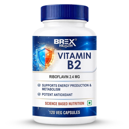 [BRSRYZQ6AEGWME3F] Vitamin B2 (Riboflavin) Supplement | Support Energy production & Metabolism | Potent antioxidant | 120 Veg Capsules