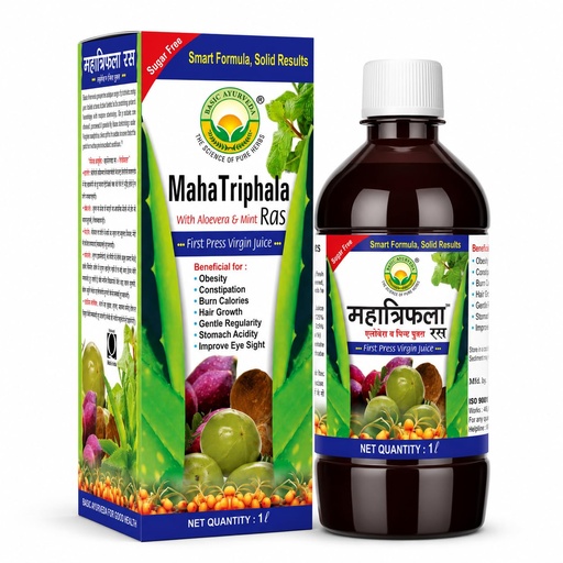 [BRSRYZQOPICG2AY4] Basic Ayurveda Maha Triphala Ras 1L | Traditional Ayurvedic Herbal Juice | Supports Digestive Wellness, Skin & Hair Care