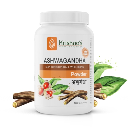 [BRSWYZQ5BV6A4232] Krishna's Ashwagandha Powder Strength Vitality and Stress Management | Aswagandhada powder | Withania Somnifera | Pure Ashvagandha power | Asvagandha original powder | ashvgandha - 100 gram
