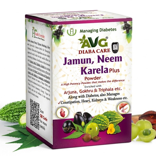 [BRSROAYCPN6Q4F3P] AVG Health Organics Diaba Care Karela Jamun Neem Powder 200g | Diabetes Control Ayurvedic Supplement with Arjuna, Gokhru & Triphala | Helps in Relieving Constipation | AYUSH & GMP Certified
