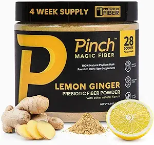[BRSRAFIQCN4B4EI3] Pinch Magic Sugar Free Fiber Powder – Light Lemon Ginger Psyllium Husk with Bromelain & Vitamins C & D – Vegan, Gluten-Free, Clean Label, USA-Made, GMP-Certified – 28-Day Supply