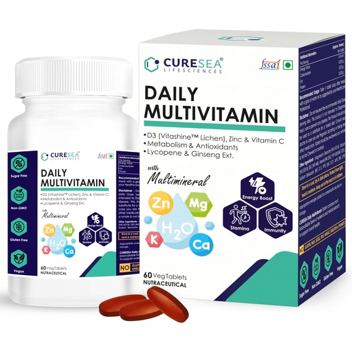 [BRSROHQEPN6AKALP] Daily Multivitamin with Ginseng, Lycopene, Ashwagandha & Multimineral | Energy, Immunity & Stamina Support | For Men & Women - 60 Veg Tablets