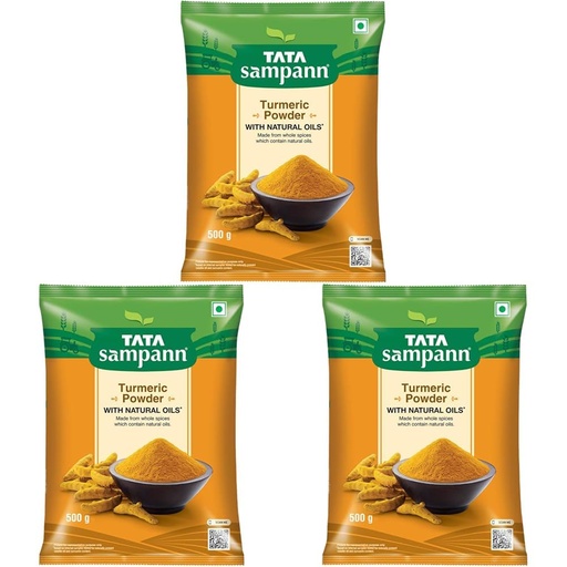 [BRSRYZY3AUJQ23D2] Tata Sampann Turmeric Powder With Natural Oils, 500g, Haldi Powder (Pack of 3)