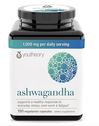 [BRSWGC3QCIPGOHI4] Youtheory Ashwagandha 1000 MG Stress Formula 150 Vegetarian Capsules