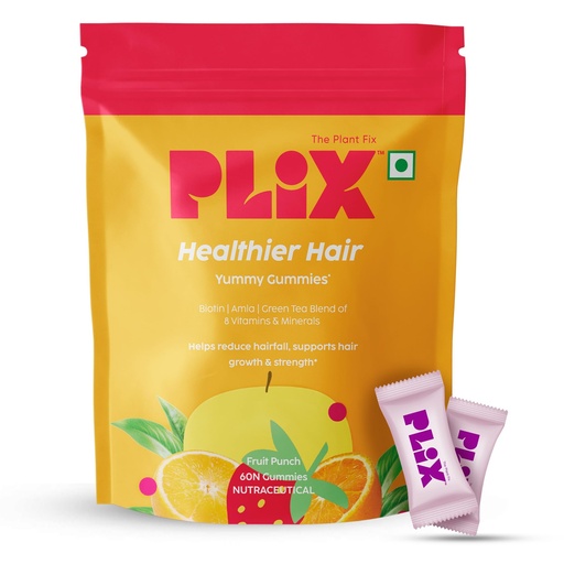 [BRSRMAL2CJ6AEF3Z] PLIX - THE PLANT FIX Biotin Hair Gummies For Healthy,Strong Hair&Reduced Hairfall|Enriched With Amla,Green Tea + 8 Vitamins&Minerals|60 Days Pack For Men&Women|100% Vegetarian