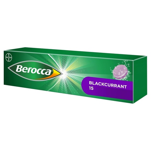 [BRSRGAQCOANROHLF] Berocca Effervescent Tablets, Blackcurrant Flavour, Vitamins B1 and B2, Supports Normal Mental Performance, 15 Tablets, Vitamin Supplement, By DECADENT