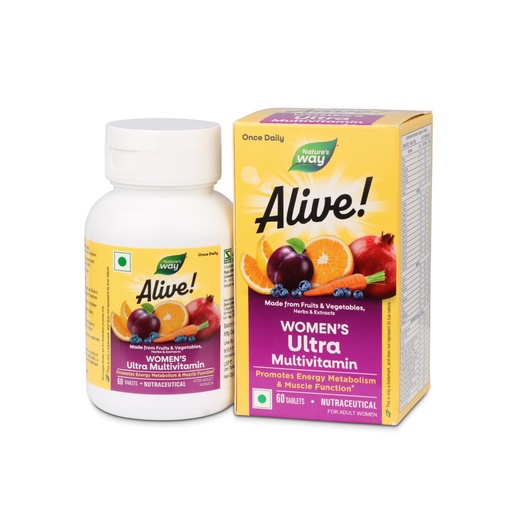 [BRSRGGTRDMMWGAAV] Nature’s Way Alive Women’s Ultra Multivitamin – Daily Whole-Food Nutrition from 32+ Fruits & Veggies | Hormone, Immunity & Metabolism Support | Digestive Enzymes | 100% RDA of 19+ Vitamins & Minerals | 60 Tablets