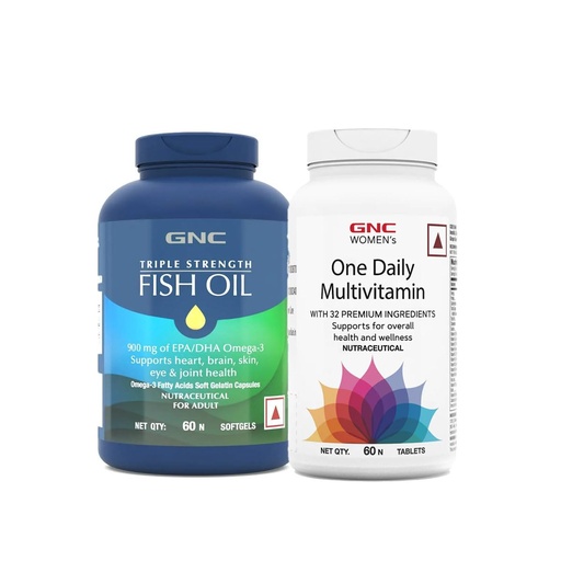 [BRSW2CQLOR5BG3D4] GNC Triple Strength Fish Oil (60 Softgels) & GNC Women's One Daily Multivitamin for (60 Tablets) Combo